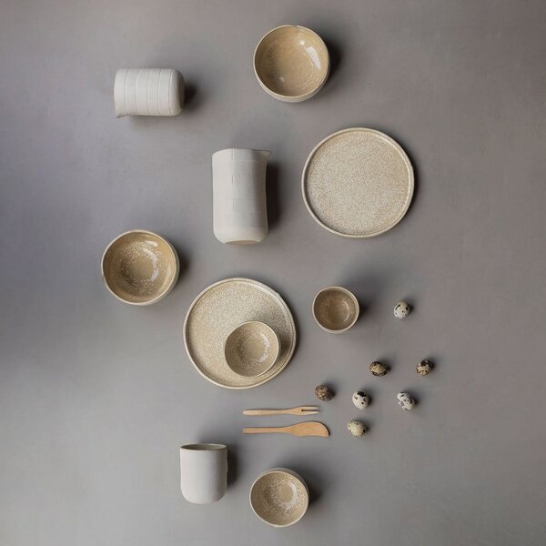 Bílo-béžové misky v sadě 2 ks z kamene ø 13,5 cm Sand Grain – Mette Ditmer Denmark
