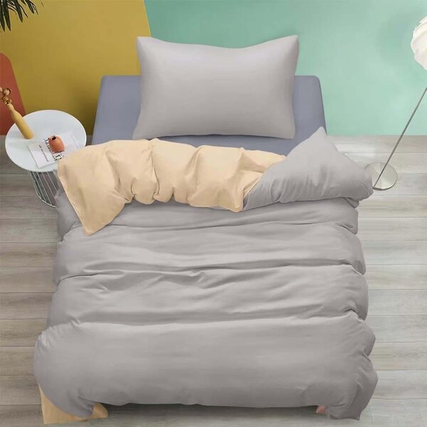 Bavlněné oboustranné povlečení 140×200/70×90 – Béžové & světle růžové | Jemný romantický styl