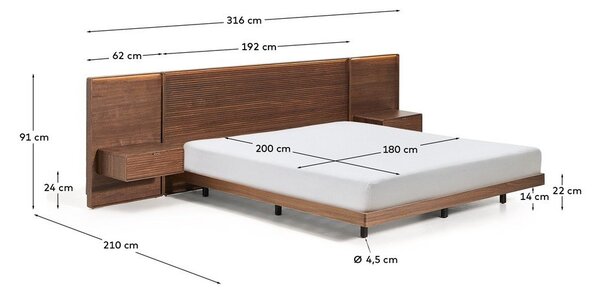 Hnědá dvoulůžková postel z březového dřeva s roštem 180x200 cm Norlen – Kave Home