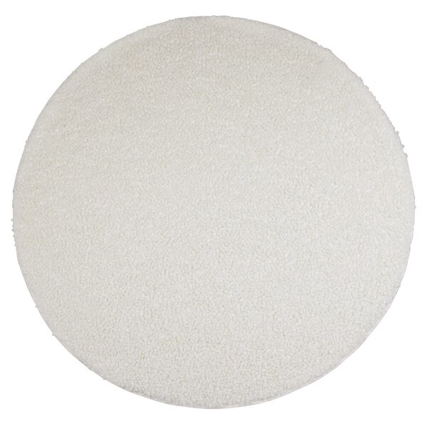 Bílý plyšový kudrnatý kulatý koberec Curly Teddy White Off - Ø 120cm - Mars & More