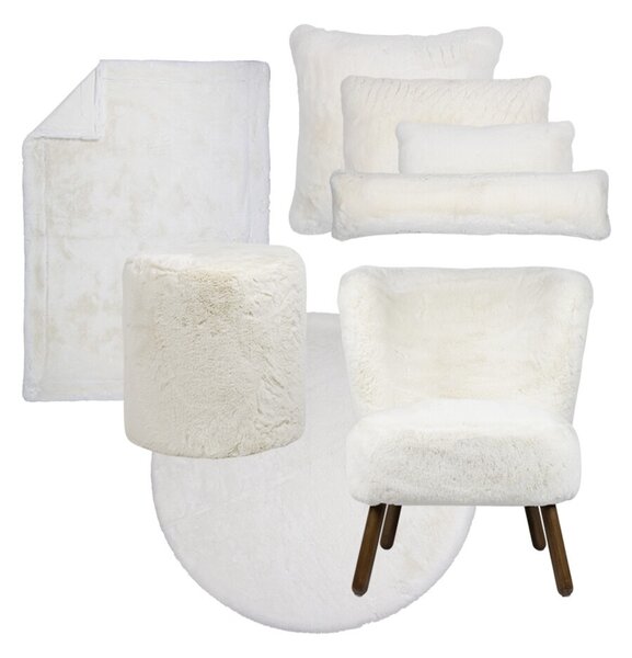 Bílý plyšový měkoučký polštář Soft Teddy White Off - 45*15*45cm - Mars & More