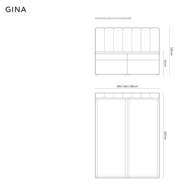 Světle modrá boxspring postel s úložným prostorem 160x200 cm Gina – Milo Casa