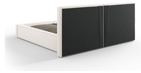 Béžová čalouněná dvoulůžková postel s úložným prostorem a roštem 180x200 cm Arendal – Cosmopolitan Design