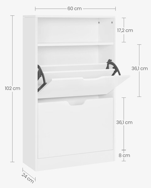 VYKLÁPĚCÍ BOTNÍK, bílá, 60/102/24 cm Boxxx - Online Only šatny & botníky, Online Only