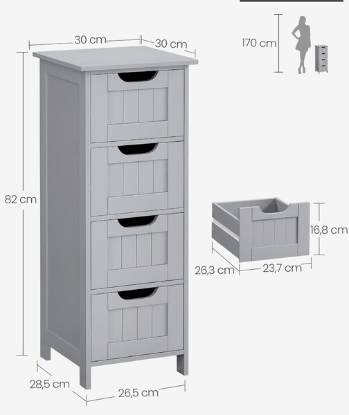 MIDI SKŘÍŇKA, šedá, 30/82/30 cm MID.YOU - Koupelnové série, Online Only