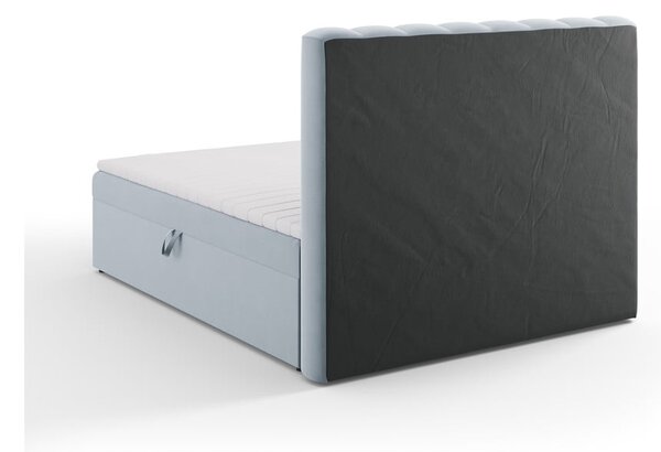 Světle modrá boxspring postel s úložným prostorem 160x200 cm Gina – Milo Casa