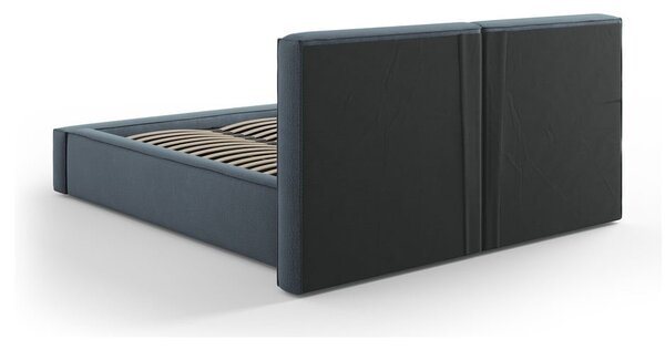 Tmavě modrá čalouněná dvoulůžková postel s úložným prostorem a roštem 180x200 cm Arendal – Cosmopolitan Design