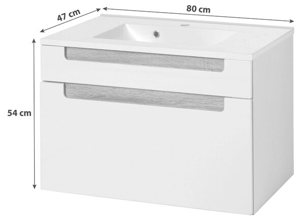 SKŘÍŇKA S UMYVADLEM, bílá, barvy stříbrného dubu, bílá, 80/54/47 cm Held - Koupelnové série, Online Only