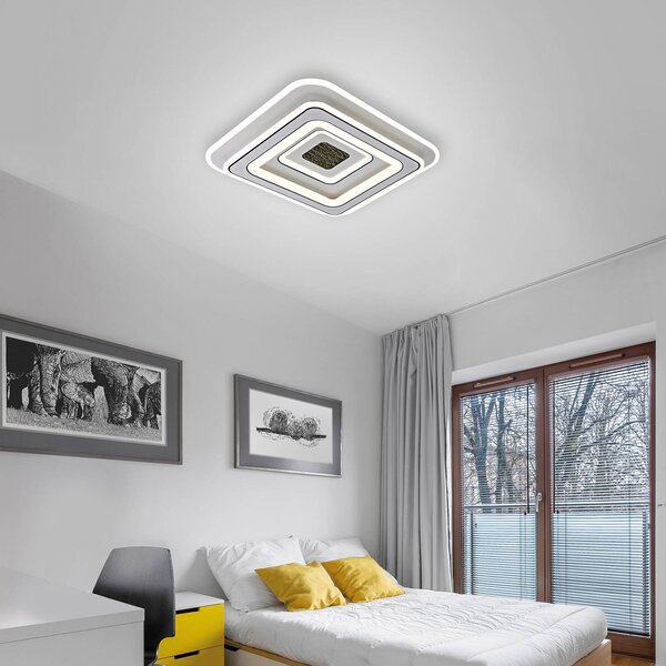JUST LIGHT. GmbH LED stropní svítidlo Tolago, 49x49 cm, stmívatelné, stmívatelný, Bílá / opál, Obývací pokoj / jídelna, Plast, Moderní
