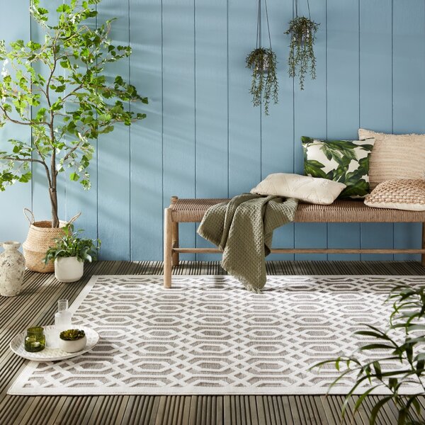 Flair Rugs, Kusový koberec Piatto Mataro Natural – na ven i na doma, 200x290, béžová, chodba / předsíň