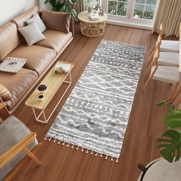 Makro Abra Kusový Běhoun Shaggy AZTEC FN28A Tmavě Šedý Rozměr: 80x200 cm