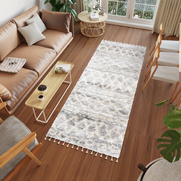 Makro Abra Kusový koberec Shaggy AZTEC FN35B Světle Šedý Rozměr: 80x150 cm