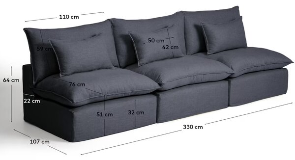 Kave Home Hnědá pohovka Anarela 330 cm s odnímatelným potahem