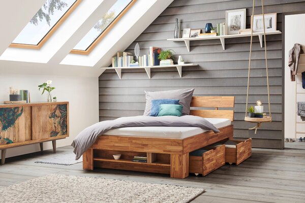 POSTEL, 140/200 cm divoký dub Carryhome - Jednolůžkové postele