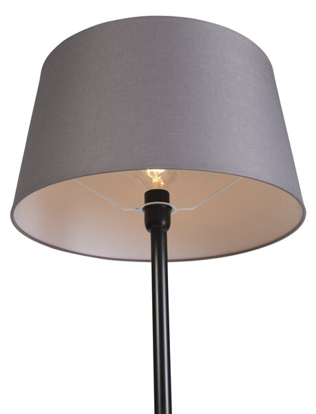 Stojací lampa černá s lněným stínítkem tmavě šedá 45 cm - Simplo