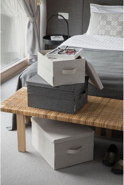 Béžový látkový úložný box s víkem 35x19x26 cm Soft Storage – Bigso Box of Sweden