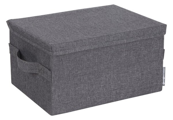 Šedý látkový úložný box s víkem 35x26x19 cm Soft Storage – Bigso