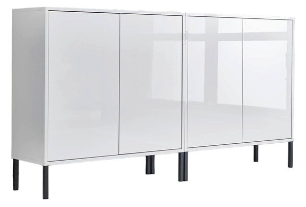 ŠIROKÁ KOMODA, bílá, vysoce lesklá bílá, 158/86/33 cm MID.YOU - Komody na nožičkách, Online Only