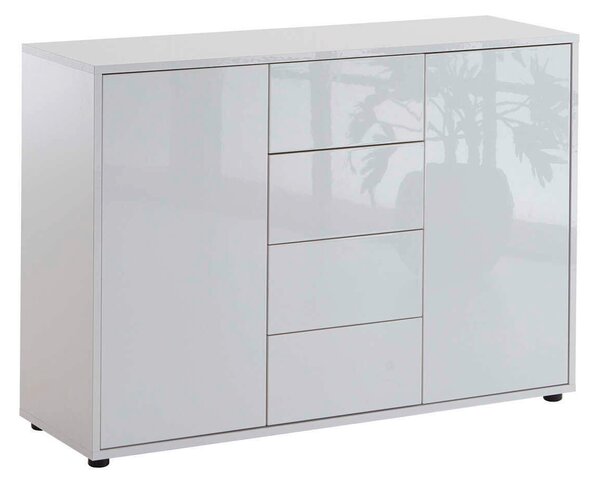KOMODA, bílá, vysoce lesklá bílá, 105,5/73/33 cm MID.YOU - Široké komody, Online Only