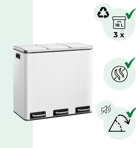 Jurhan Koš na třídění odpadu SORT 54l (3x18 l) + pytle na odpadky, bílá