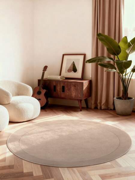 Villeroy & Boch, Kusový koberec Villeroy & Boch Kari 106282 Beige kruh, 150x150 (průměr) kruh, béžová, ložnice