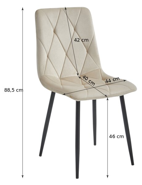 Modrá sametová jídelní židle LIBRA s černými nohami