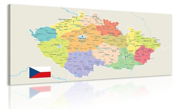 Obraz stylová mapa Česka s vlajkou