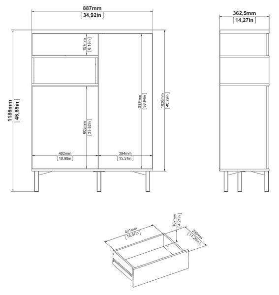 Komoda Roomers 92173 bílá/dub