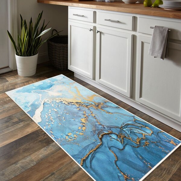 Modrý pratelný koberec 80x150 cm Blue Waves – Oyo Concept