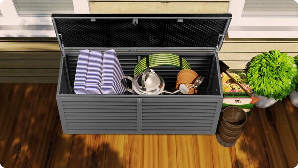 Zahradní úložný box na balkon, truhla, lavice 390 litrů Plonos