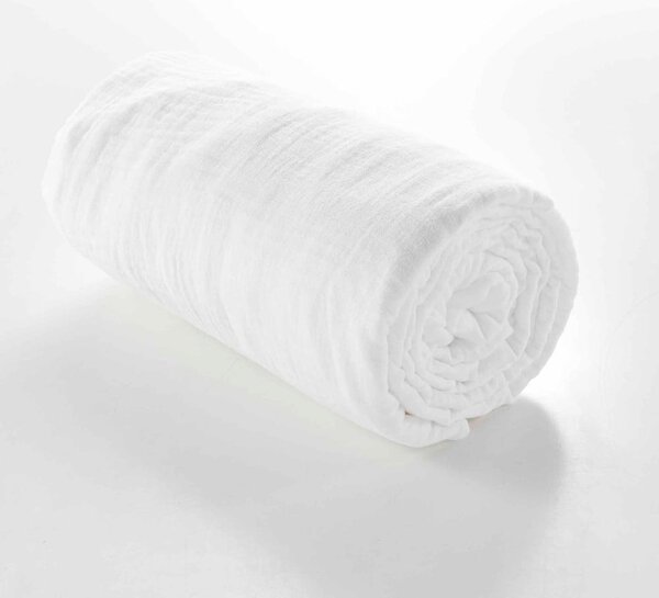 Bílé napínací mušelínové prostěradlo 160x200 cm Angelia – douceur d'intérieur