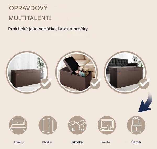 FurniGO Úložná lavice s výklopným víkem 80x40x40 cm - hnědá