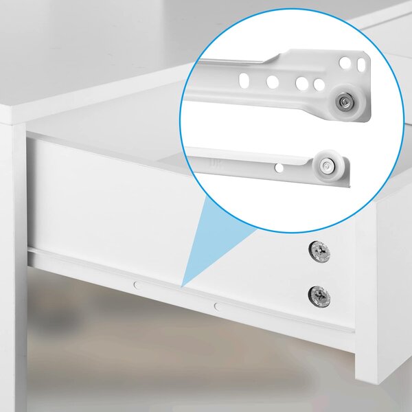 FurniGO Toaletní stolek Jocelyn s LED osvětlením 140x90x40 cm - bílý