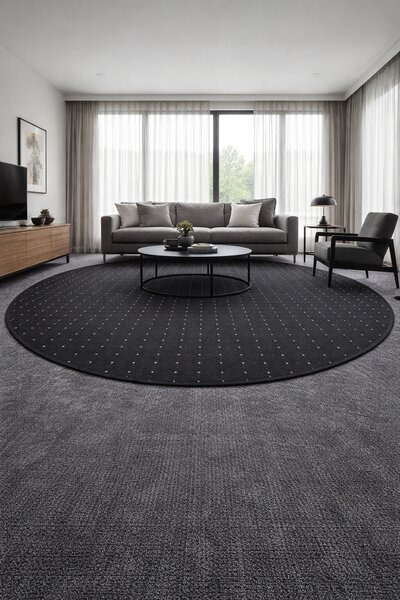 Condor Carpets, Kusový koberec Udinese antracit kruh, 80x80 (průměr) kruh, šedá, chodba / předsíň