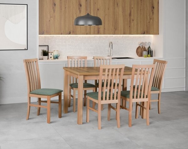 Jídelní sestava DX 31 odstín dřeva (židle + nohy stolu) sonoma, odstín lamina (deska stolu) ořech, potahový materiál látka