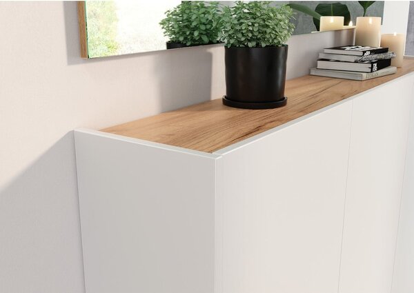 Bílá závěsná skříňka v dekoru dubu 138x87x25 cm Libbiano – Germania
