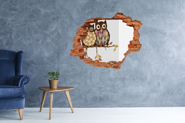 Díra 3D fototapeta Sovy na větvi nd-c-69126065