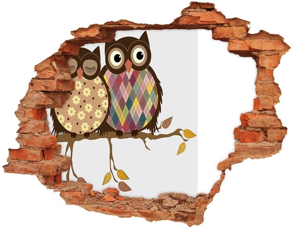 Díra 3D fototapeta Sovy na větvi nd-c-69126065