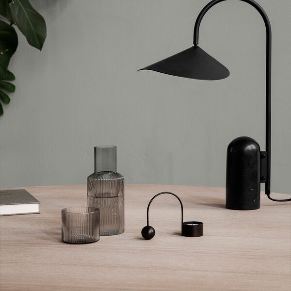 FERM LIVING Sada karafy se skleničkou Ripple 0,5 l, Smoked Grey