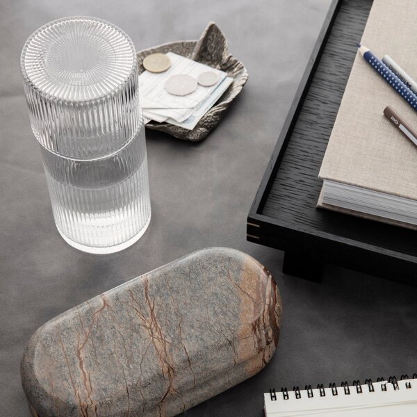 FERM LIVING Sada karafy se skleničkou Ripple 0,5 l, Clear