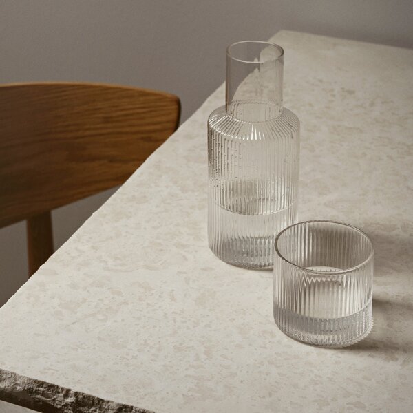 FERM LIVING Sada karafy se skleničkou Ripple 0,5 l, Clear
