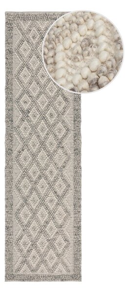 Šedý ručně tkaný běhoun s příměsí vlny 60x230 cm Minerals Diamond – Flair Rugs