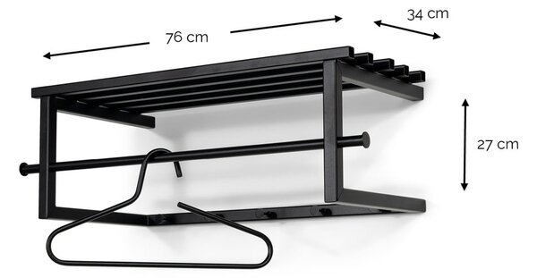 Černý kovový nástěnný věšák s poličkou 76 cm Marco – Spinder Design