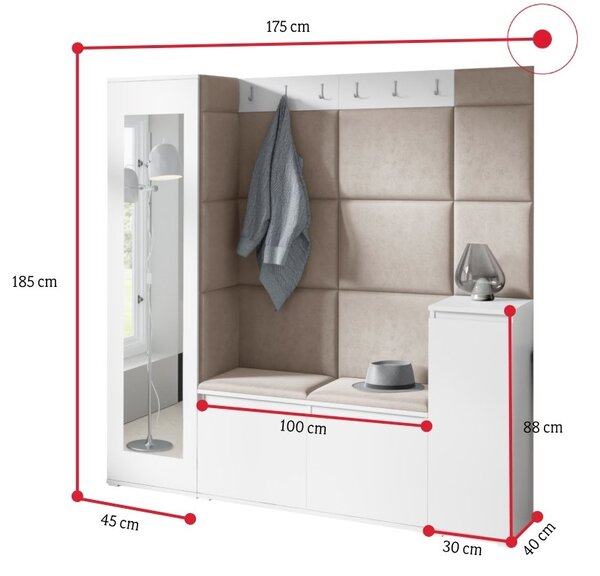 Předsíňová sestava NEMI 28, bílá/trinity 28