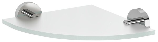 Sapho Sapho, X-ROUND skleněná police rohová, čtvrtkruhová 200x200mm, chrom/mléčné sklo, XR009-01