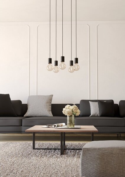 Eglo 390267 - Lustr na lanku HUEBRO 5xE27/40W/230V černá