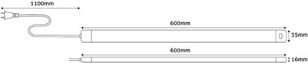 Prémiové stmívatelné LED světlo pod kuchyňskou linku se senzorem 9W 500lm 60cm denní