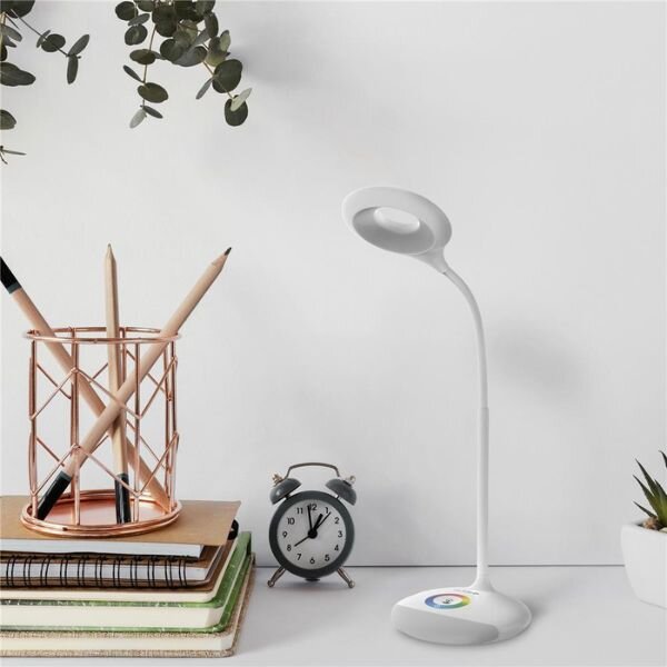 Nabíjecí stmívatelná LED stolní lampa 4W 250lm denní světlo, RGB podstavec