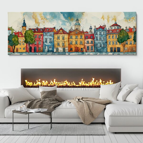 Obraz na plátně - Tiché ráno na Starém městě, Věže, střechy, město FeelHappy.cz Velikost obrazu (šířka x výška): 60 x 20 cm