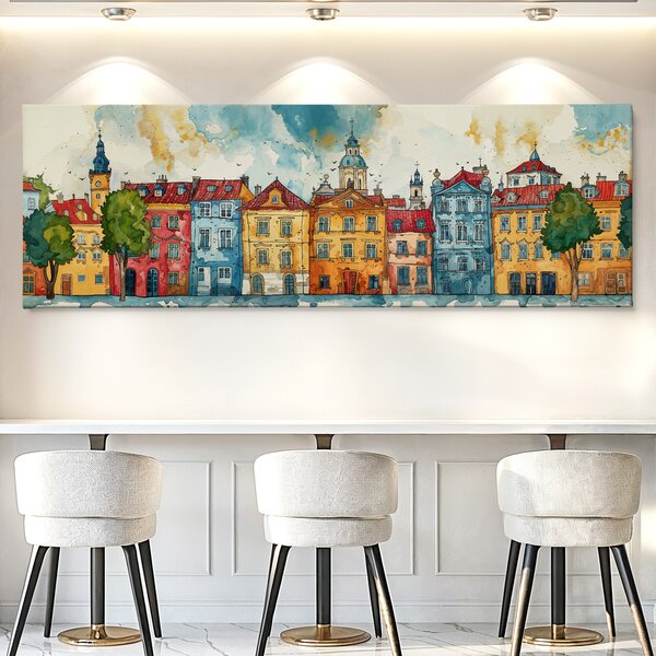 Obraz na plátně - Tiché ráno na Starém městě, Věže, střechy, město FeelHappy.cz Velikost obrazu (šířka x výška): 60 x 20 cm